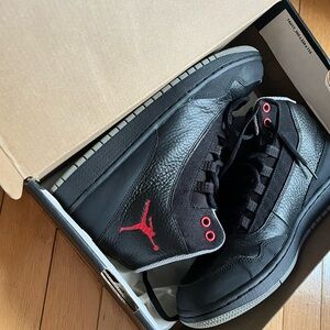 Jordan Black and Red Leather Sneakers